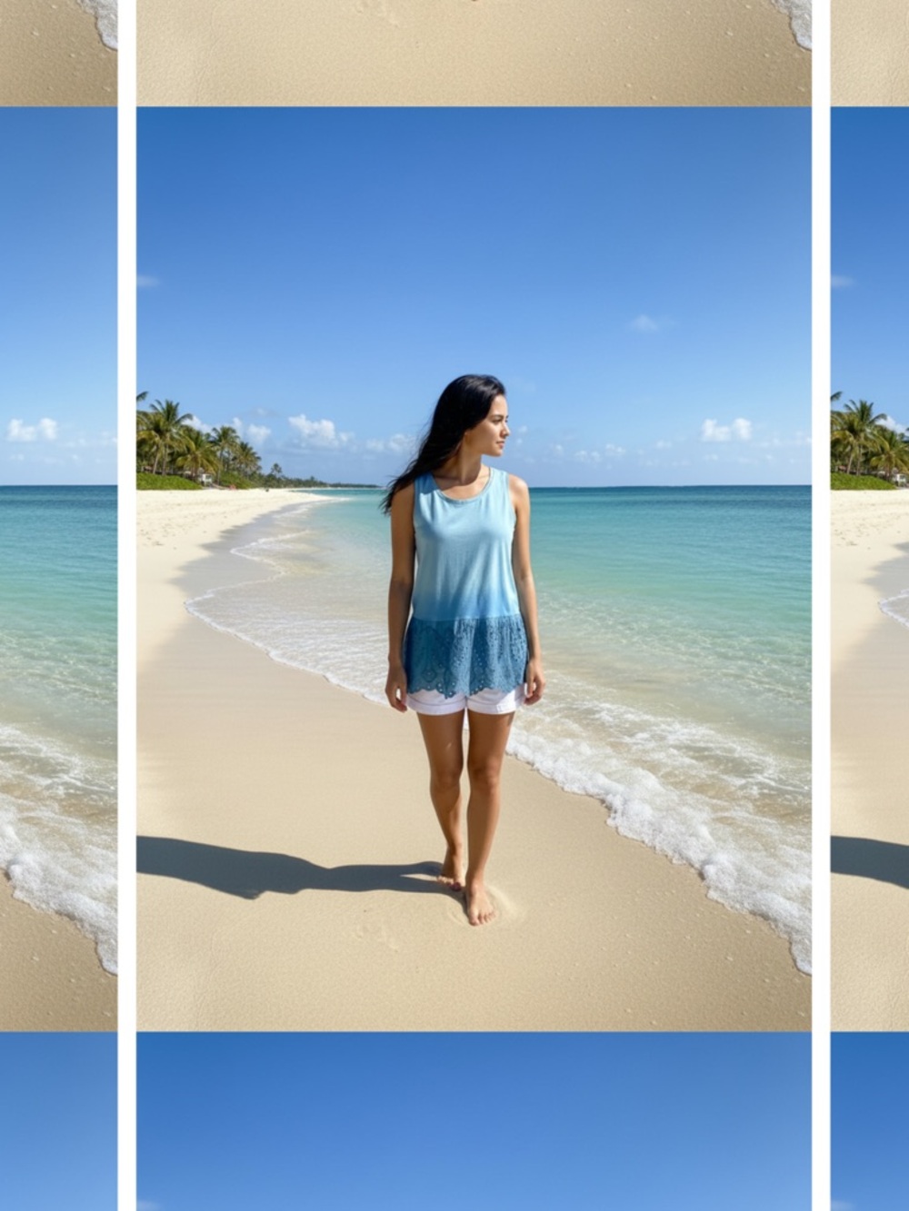 LOGO by Lori Goldstein Chambray to Navy Ombre Eyelet-Hem Tank. - Picture 2 of 4